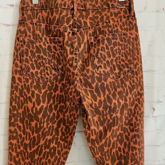 NWT Mother "The Looker" Jeans Red Leopard Print High Waisted Raw Hem Sz. 24 $269 - Picture 8 of 10